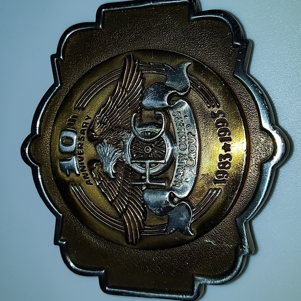Harley-Davidson 10th Anniversary Belt Buckle - Gold and Silver